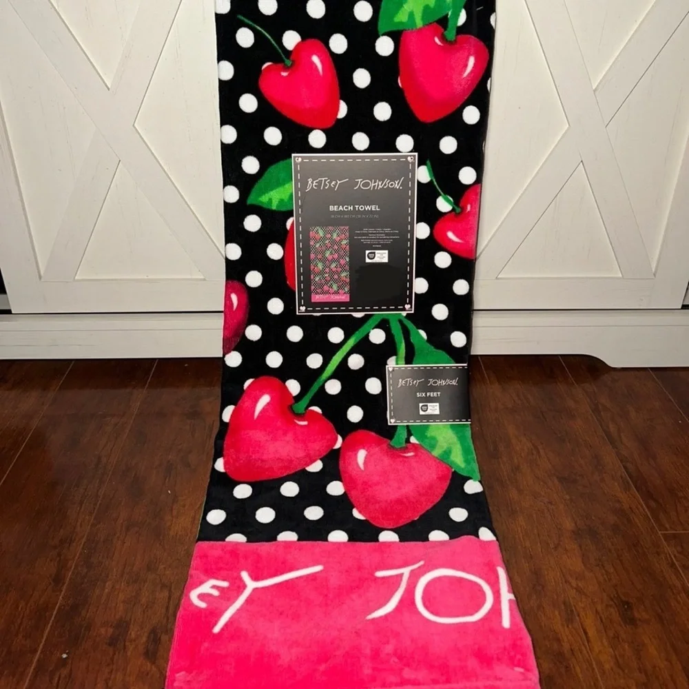 Betsey Johnson Cherry Hearts Beach Towel